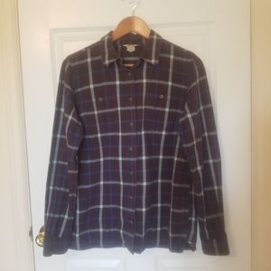 Duluth Trading Co. Purple Plaid Cotton Flannel Button Up Women's Size Medium